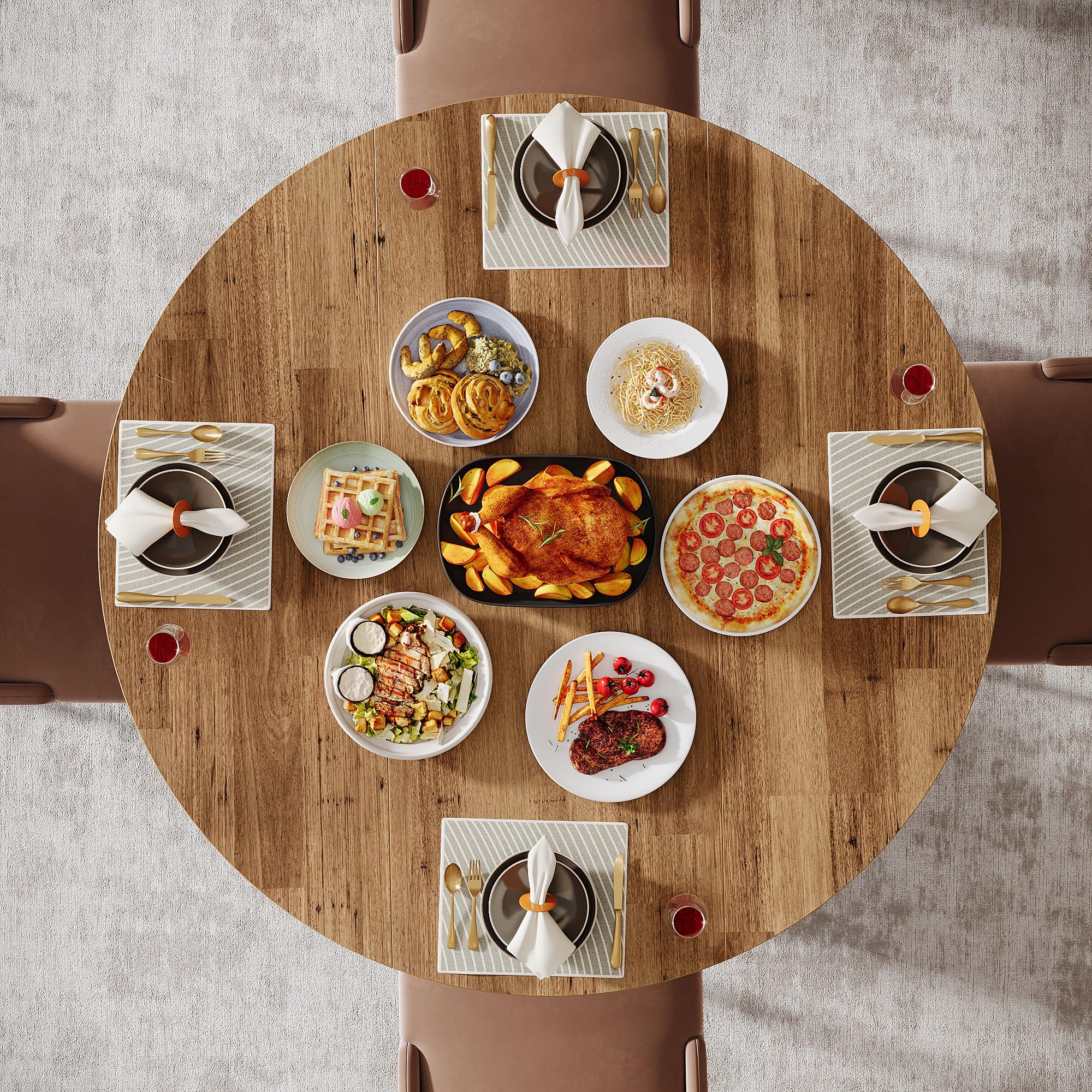 Tribesigns - Tavolo da pranzo rotondo per 4-6 persone, 118,5 cm Tavolo da cucina con gambe in metallo solido, Tavolo rotondo per sala da pranzo, cucina