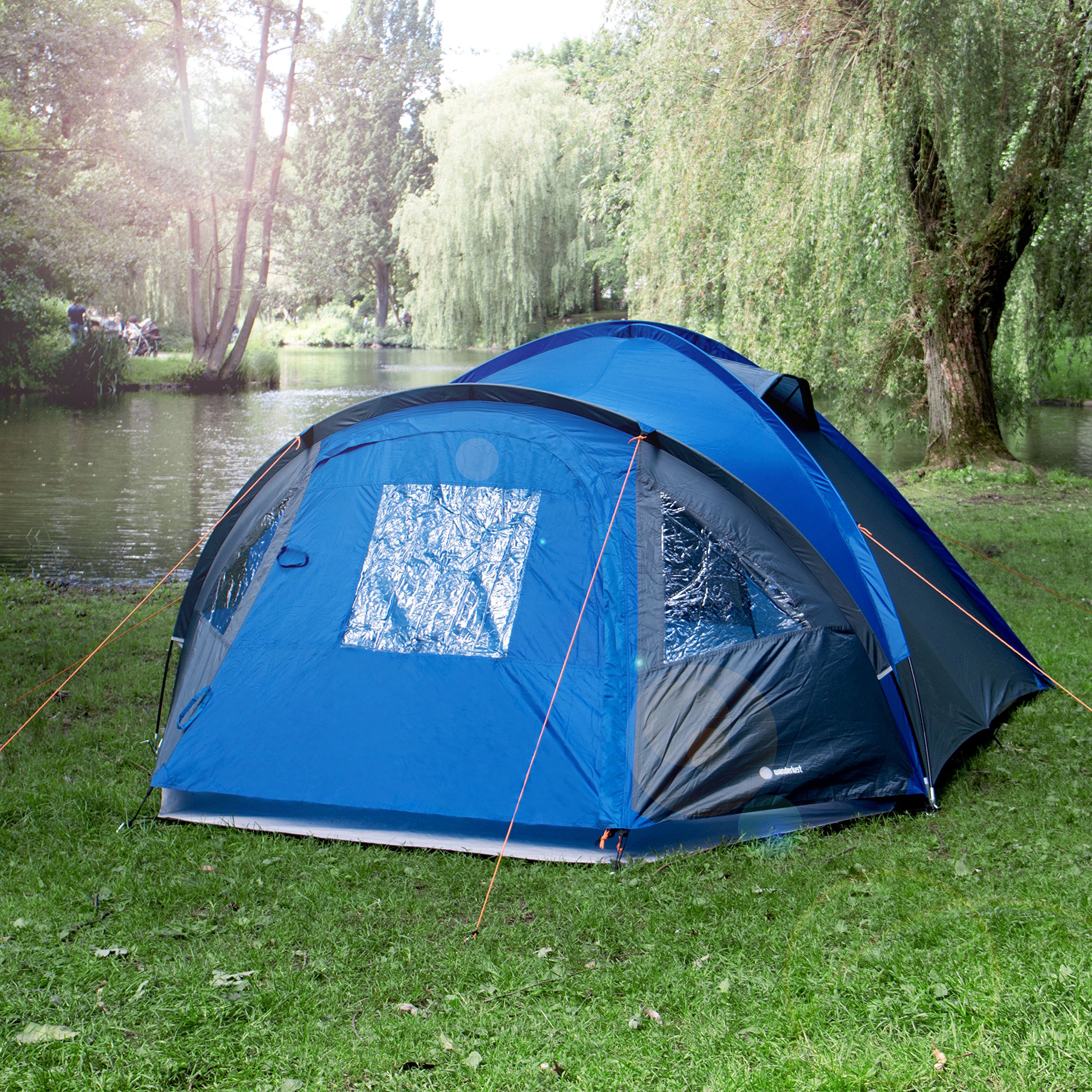 Gregster Unisex naturtält, grå/blå, stor Sport & outdoor