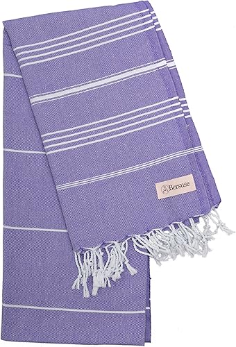 Miniatura 4 de Bersuse toalla turca de Anatolia de algodón 100%, toalla fouta peshtemal para playa y baño, peshtemal clásico a rayas, 37 x 70 pulgadas, padre