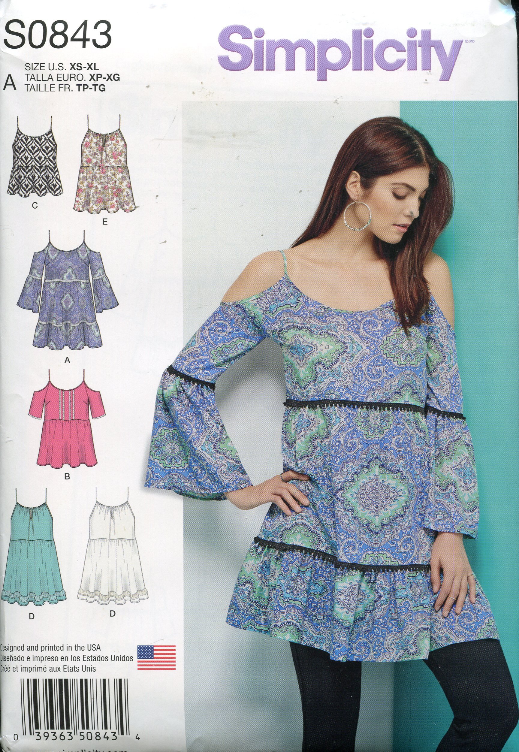 Patron Simplicity S0843 robe mini d'été et tops légers pour garde-robe fait main