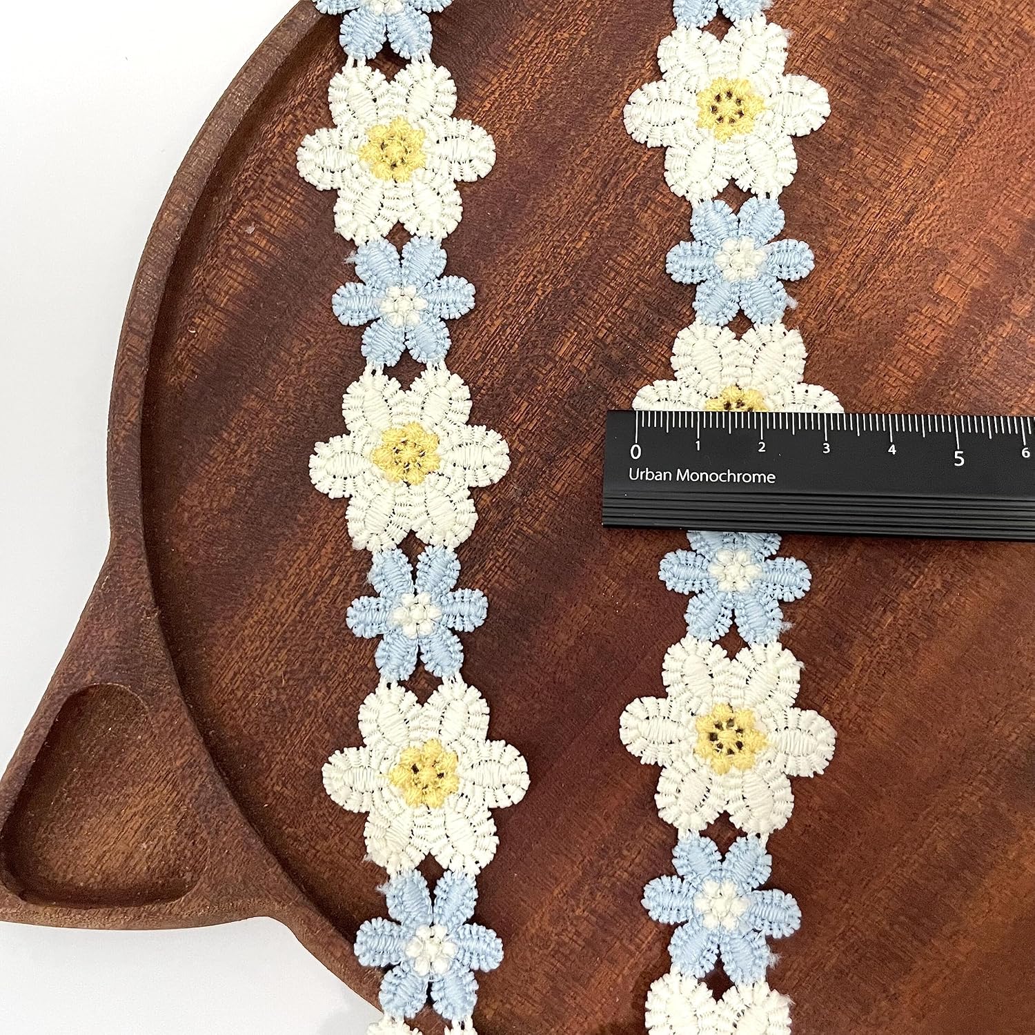 10 Yards Sunflower Ribbon DIY Trims Decorating Lace Trims Flower DIY Ribbon Lace Sewing Embroidery Crafts for Wedding Dress Hair Band Clothes Decoration (White and Light Blue)