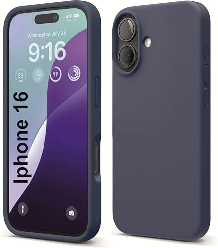 Image of SBMS Liquid Silicone Case for Apple iPhone 16 6.1-Inch, Silky-Soft Touch Full-Body Protective Phone Case, Shockproof Back Cover Case Pouch for iPhone 16 (Navy Blue)