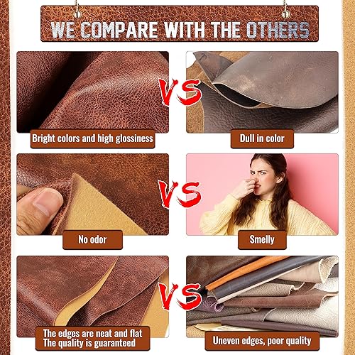 Miniatura 5 de Sábanas de cuero sintético para tapicería 52 "x 36" marrón PU cuero sintético vegano tela de cuero sintético por The Yard para manualidades de
