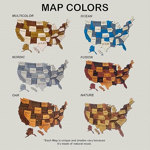 Miniatura 5 de Mapa de madera de Estados Unidos visitados - Mapa de madera de Estados Unidos con pasadores - Rastreador de viajes 3D de Estados Unidos decoración