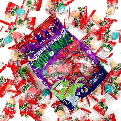 Miniatura 5 de Frankford Caramelos de gomitas para el cuerpo de Halloween, 100 piezas envueltas individualmente, incluyendo globos oculares, dedos, piernas,