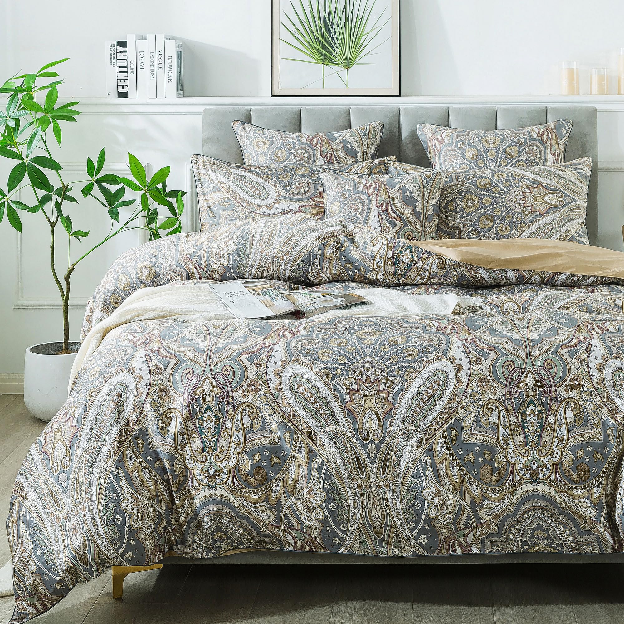 FADFAY Paisley 800 Thread Count Egyptian Cotton Duvet Cover Set