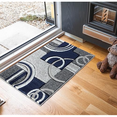 GLORY RUGS Area Rug Modern Soft Hand Carved Contemporary Floor Carpet with Premium Fluffy Texture for Indoor Living Dining Room and Bedroom Area (2x3, Navy)