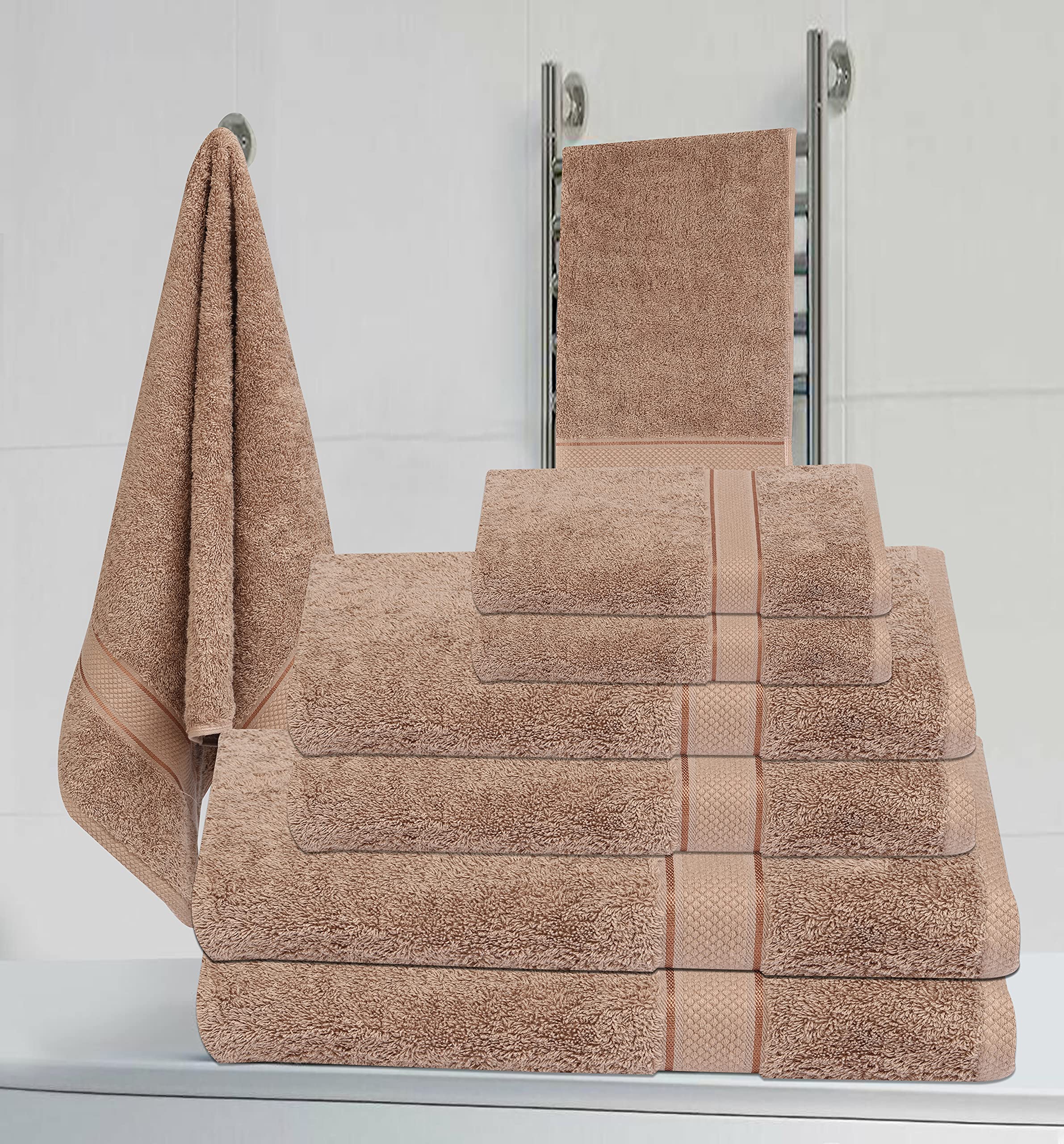 6pcs Bath Towels Pure 100% Cotton, Bath Towels & Hand Towels Set, Extra Soft Highly Absorbent 600 GSM Bathroom Towel, Towels for Home, Shower, Gym, Spa, Swimming, Daily Use Towels