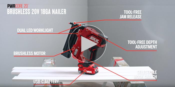 SKIL PWR CORE 20 Brushless 20V 18Ga Brad Nailer Kit