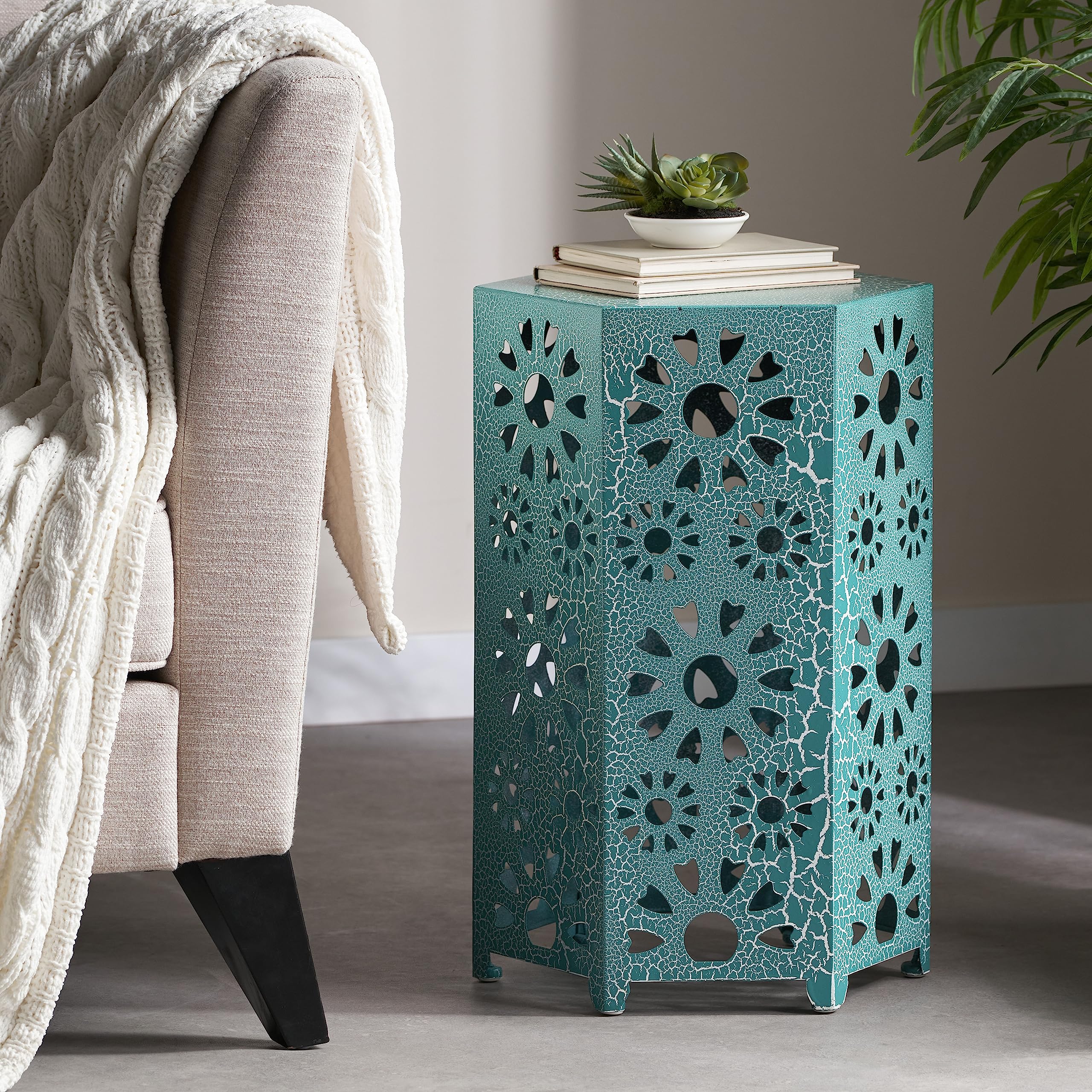 Amazon.com : Merax Iron Patio Side Table with Sunburst Cut Out