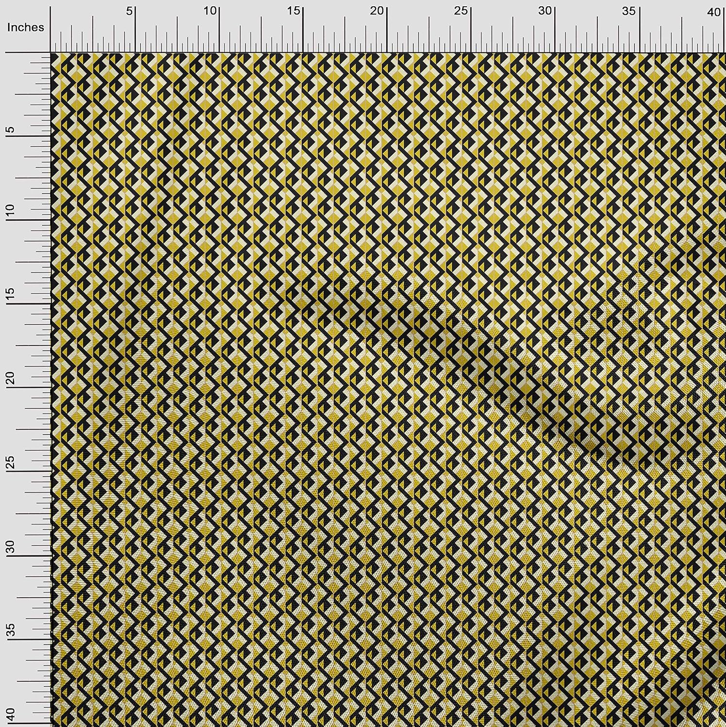 oneOone Polyester Spandex Yellow Fabric Chevron Geometric Quilting Supplies Print Sewing Fabric by The Yard 56 Inch Wide