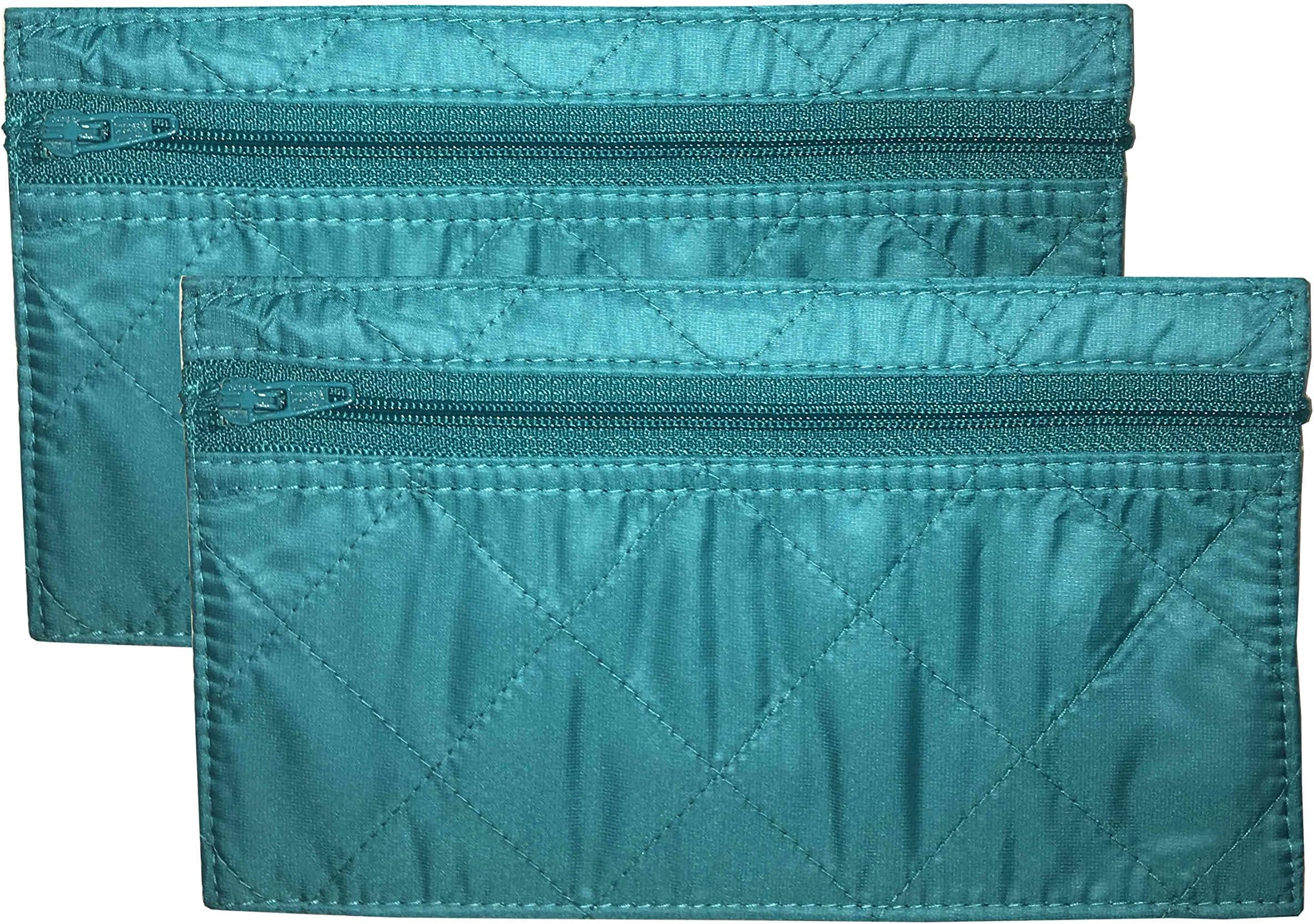 Two Pack of Budgeting Envelopes, Zippered Wallet, Reusable Spending Allowance Cash Envelope System, Nylon Organizer Bag (Small, Turquoise Blue)