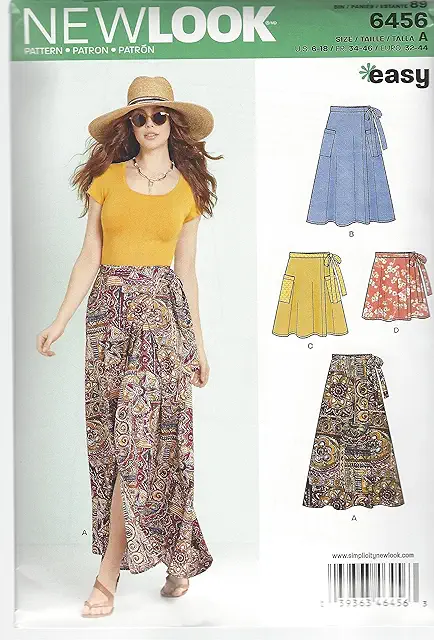 New Look 6456A Wrap Skirt Sewing Pattern - A-Line Skirts in Four Lengths