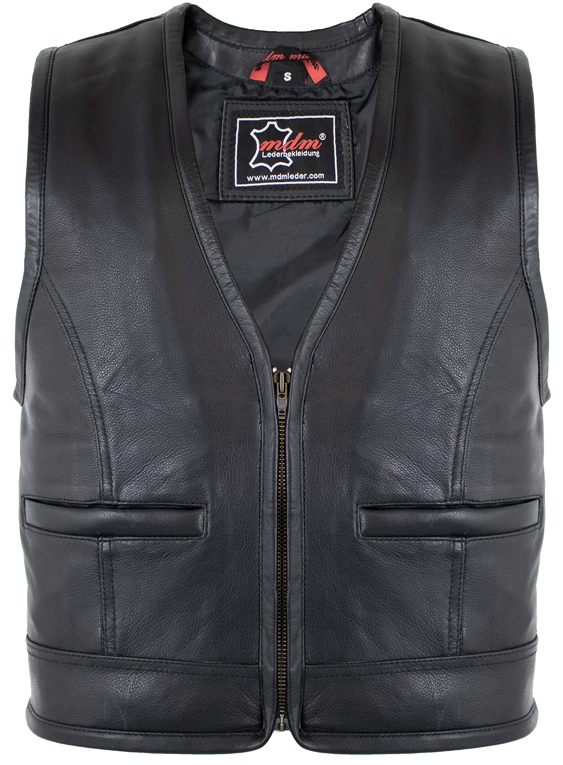 Gilet da biker in pelle con chiusura lampo.