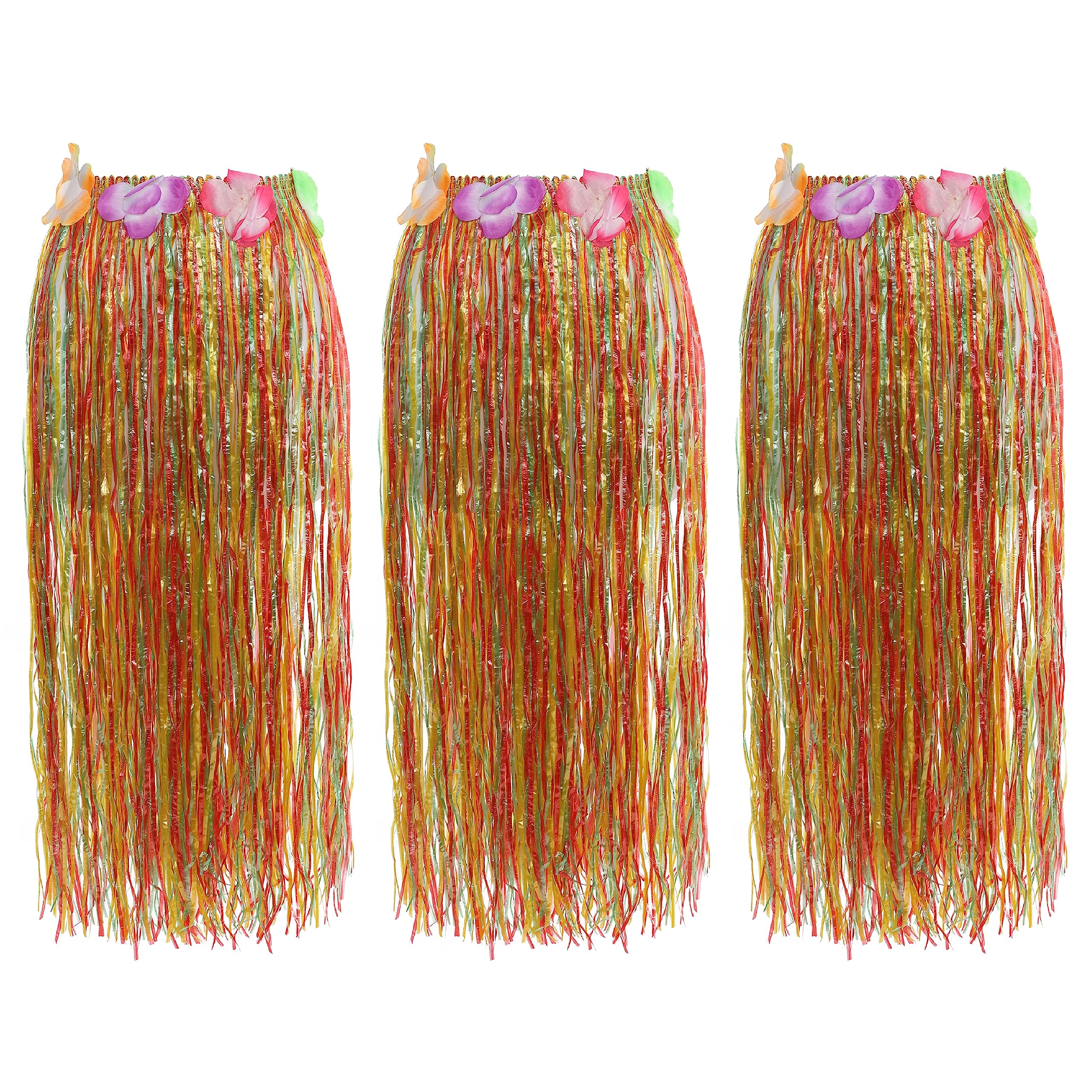 Multi Coloured 80cm Hula Skirt - Multi Coloured Skirt and Multi Coloured Hawaiian Lei Flowers - Perfect for Summer Hawaiian Party Fancy Dress and Other Fancy Dress Events