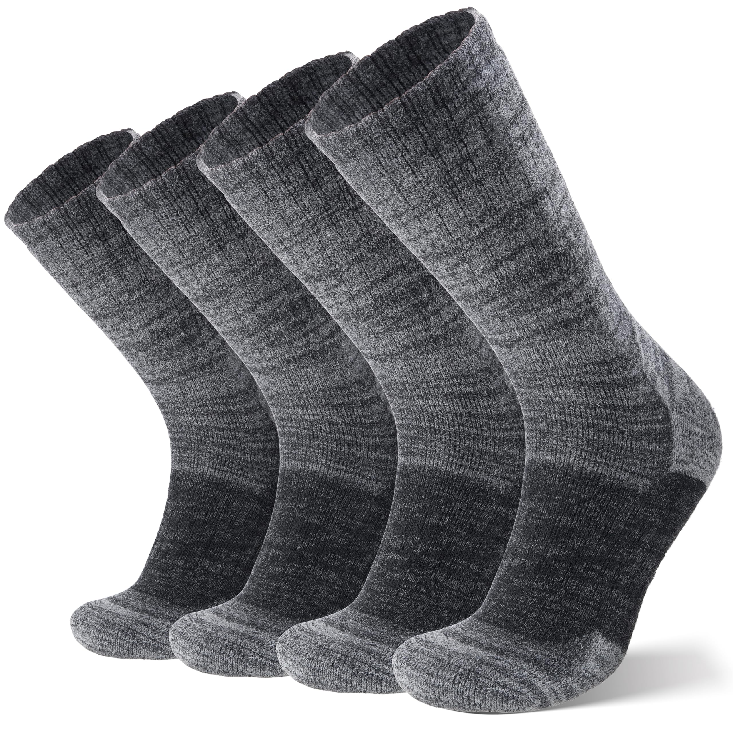 ANTSANG Merino Wool Hiking Socks, Full Cushion Thick Thermal Crew Socks for Men and Women, 4 Pairs