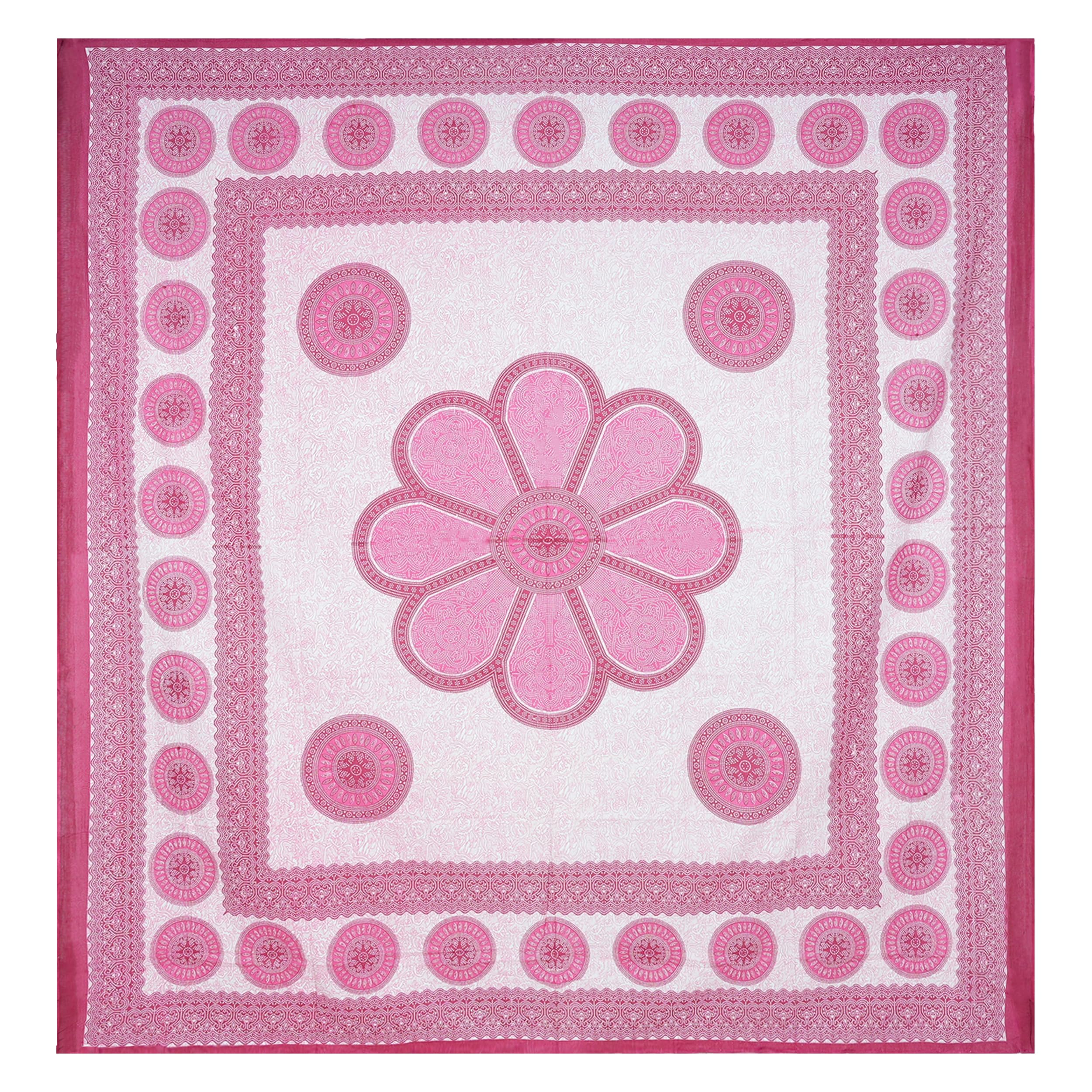 Etrexonline Tapiz de Pared 100% Algodón 210x230 cm - Tela Multiusos de India XXL para Playa, Yoga y Decoración del Hogar, Diseño de Mandala Gigante y Ligero, Ideal para Playa y Picnic - Flor Rojo