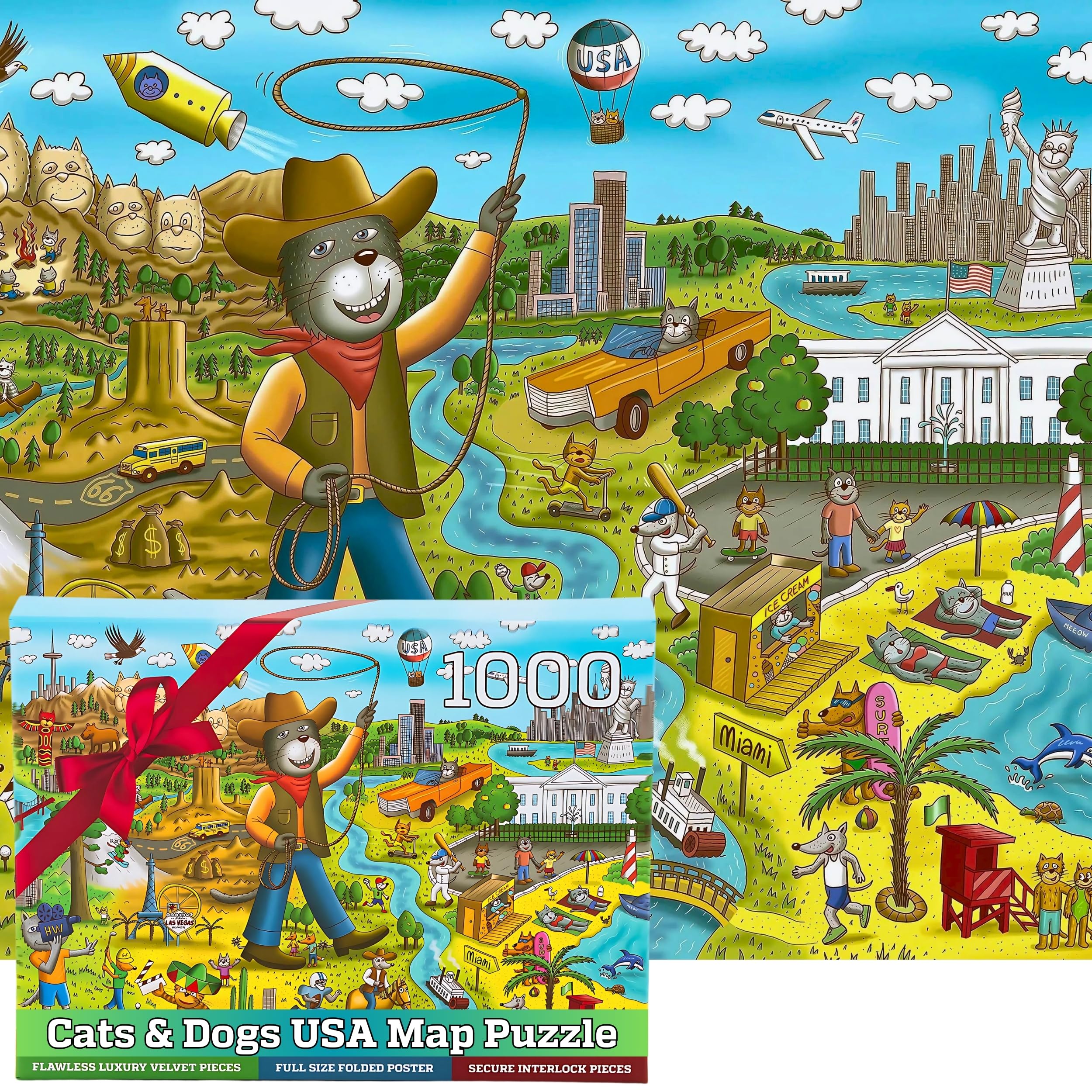 Amazon.com: 1000 Piece Puzzle for Adults & Kids - Funny Cats