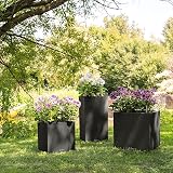 Lechuza Self Watering Plant Pot CANTO Stone 40 Low Plastic Indoor and Outdoor Plant Pot with Drainage Hole H40 L40 W40 cm Graphite Black - 7
