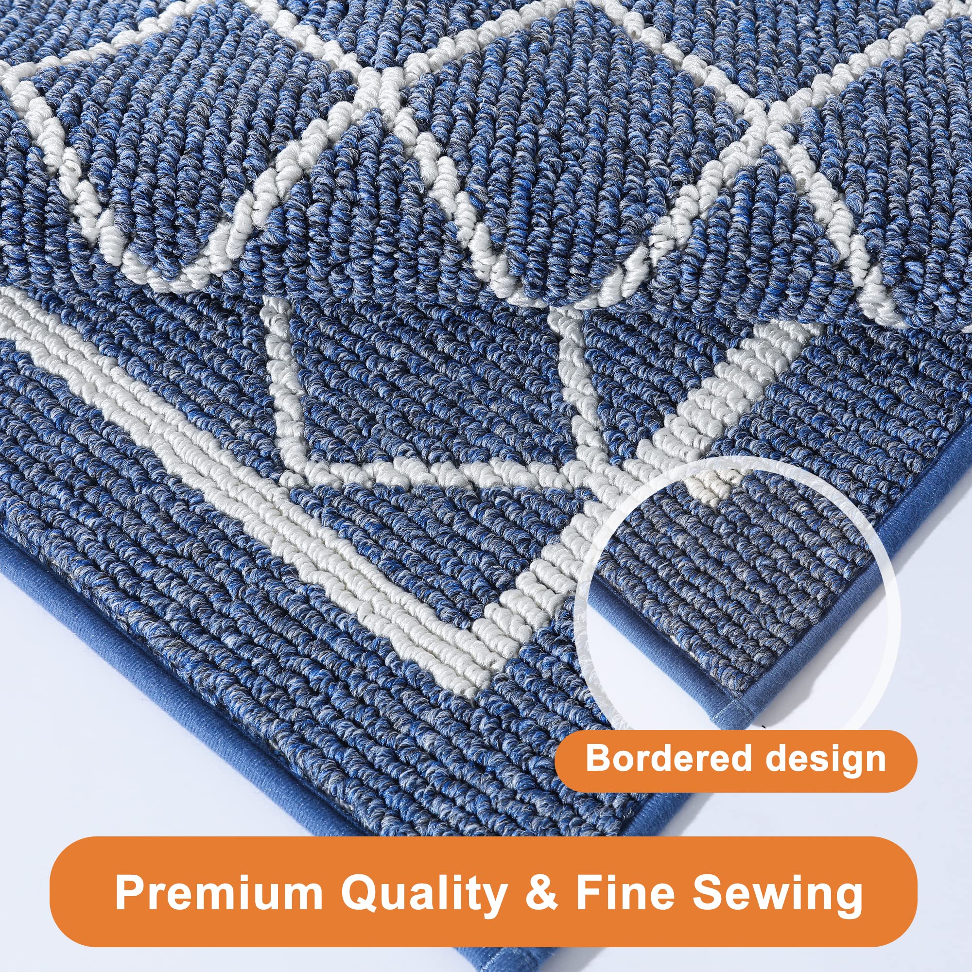 BEQHAUSE-Kitchen-Rugs-Non-Slip-Kitchen-Mats-for-Floor Machine Washable Kitchen Rugs 2 Pieces Navy Blue Kitchen Runner Carpet with TPR Backing - Image 4