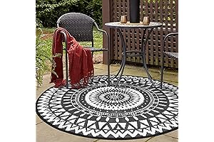 NUU GARDEN Outdoor Black Circle Rug 5 x 5 ft
