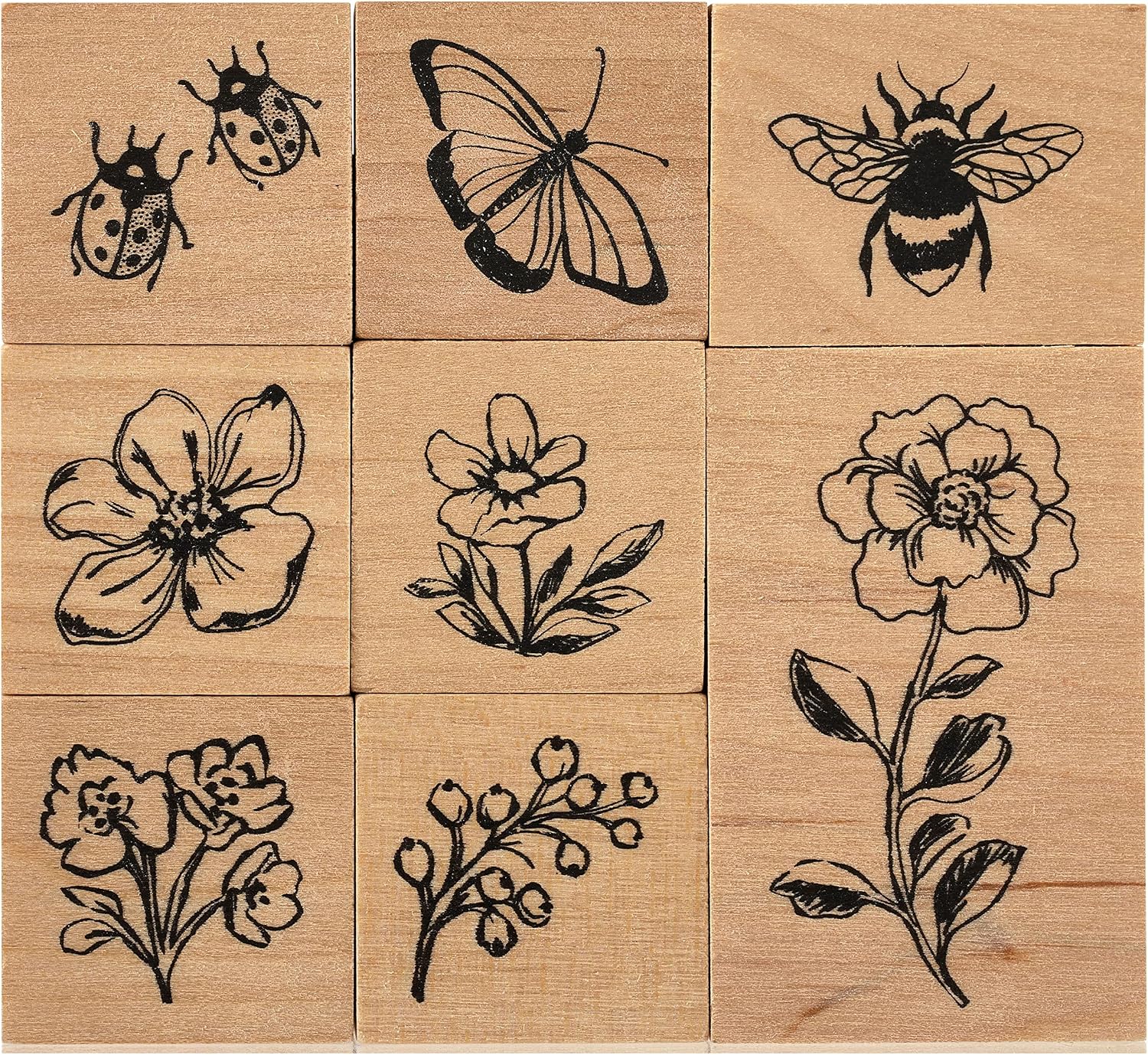 Recollections Flower Wood Stamp Set, 6 Pack