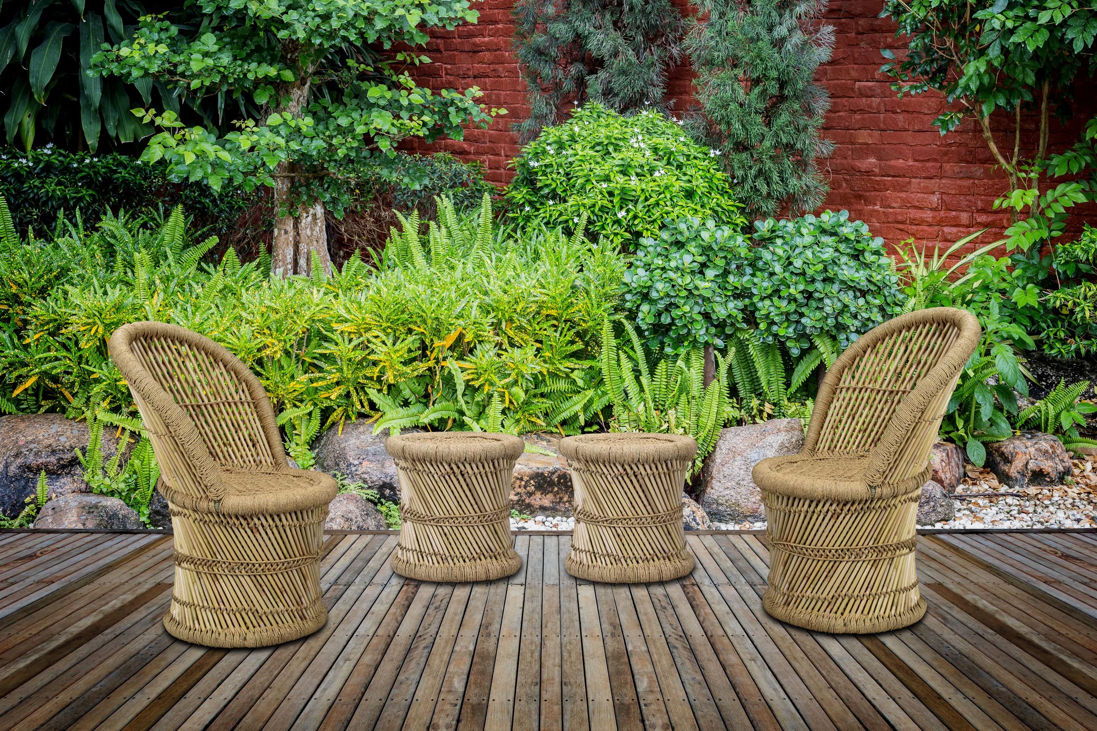 Marrakesch Stuhl Gartenstuhl aus Bambus Aleja  42 cm | Ideal im Garten  Terrasse und Balkon : Amazon.de: Garten