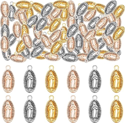 90 dijes de aleación de Jesús Nuestra Señora Milagrosa Medalla Dijes Virgen María para regalo de religión para bricolaje, rosario, collares,