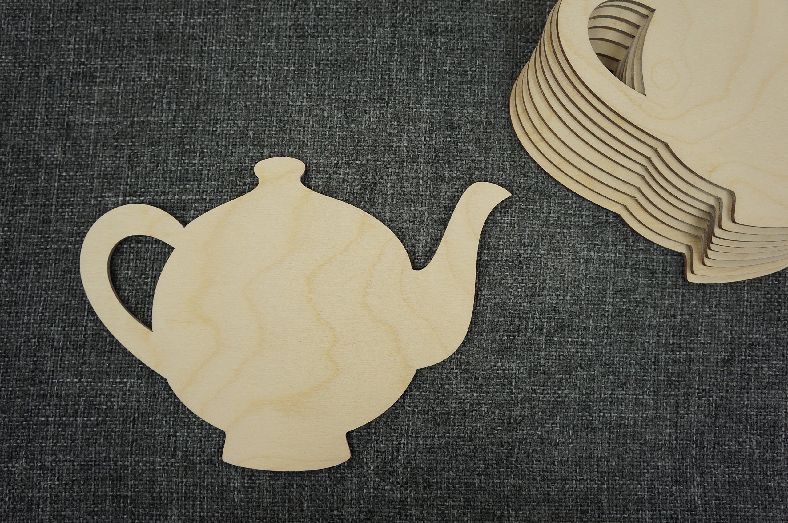 Decocraft 10 X Wooden Teapot Jug Pot Shapes Kitchen Hanging Blank Embellishments Craft Decoupage (Wx5)