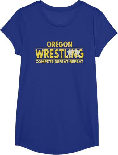 Miniatura 81 de Oregon Wrestling - Compete, Defeat, Repeat T-Shirt Negro,Azul Marino,Asfalto,Blanco,Azul Pastel,Arándano,Rojo,Verde Bosque,Verde Kelly,Verde