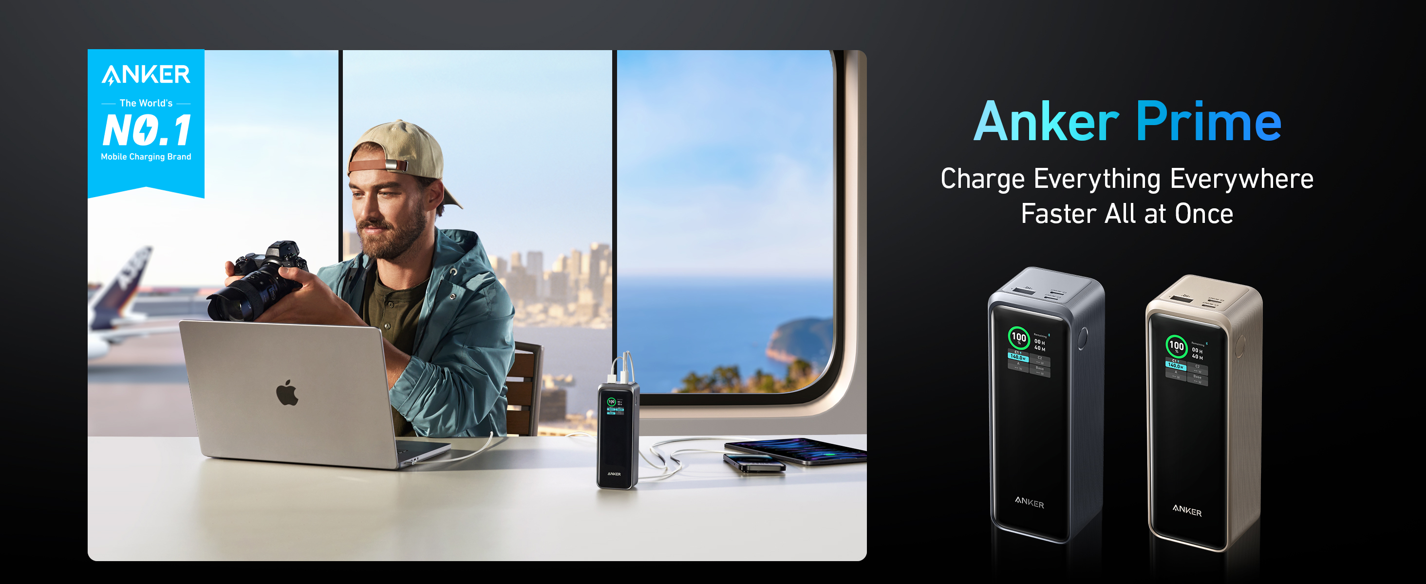 Prime Power Bank (27650mA)＋Charging Base Anker Prime 27,650mAh Power Bank (250W) with 100W Charging Base, 3