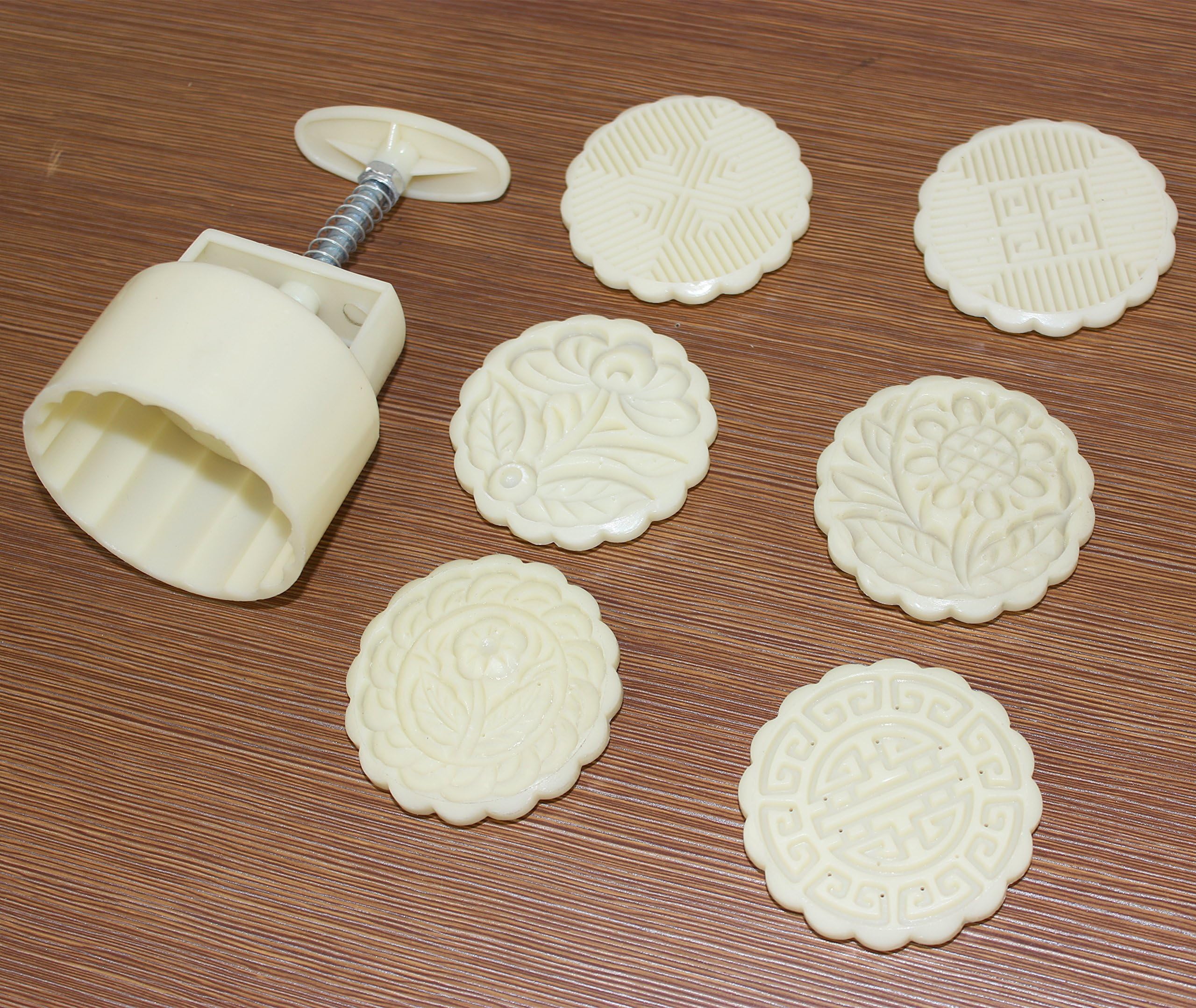 Tifan Circular Moon Cake Mold White Mooncake Mold 6 Stamps DIY Tool 125g