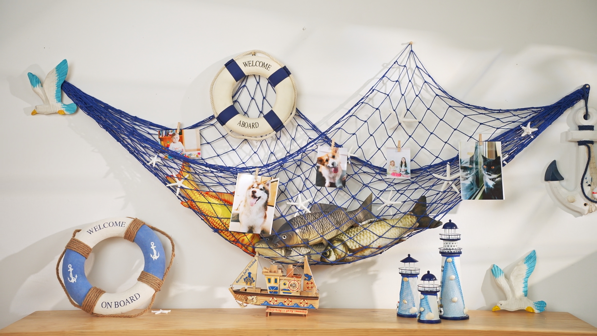 21 Pieces Starfish Ornament Sets Starfish Decor Fish Net Sea Wall Decor Fishnet Nautical Decoration for Crafts Beach Wedding Mermaid Party Under The Sea Party Decorations(White) : Home & Kitchen