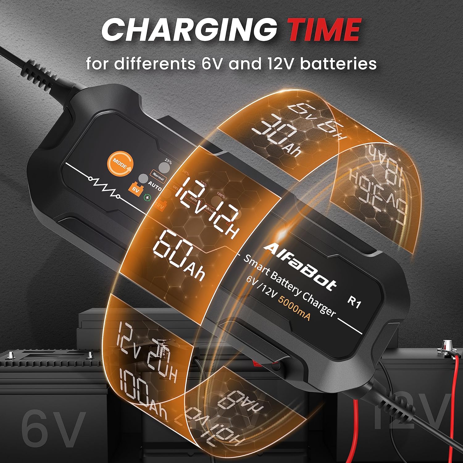 Image illustrating the internal cooling system of the AlfaBot R1 charger, showing airflow and indicating a working temperature range of 0°C to 40°C for safe and longer battery life.