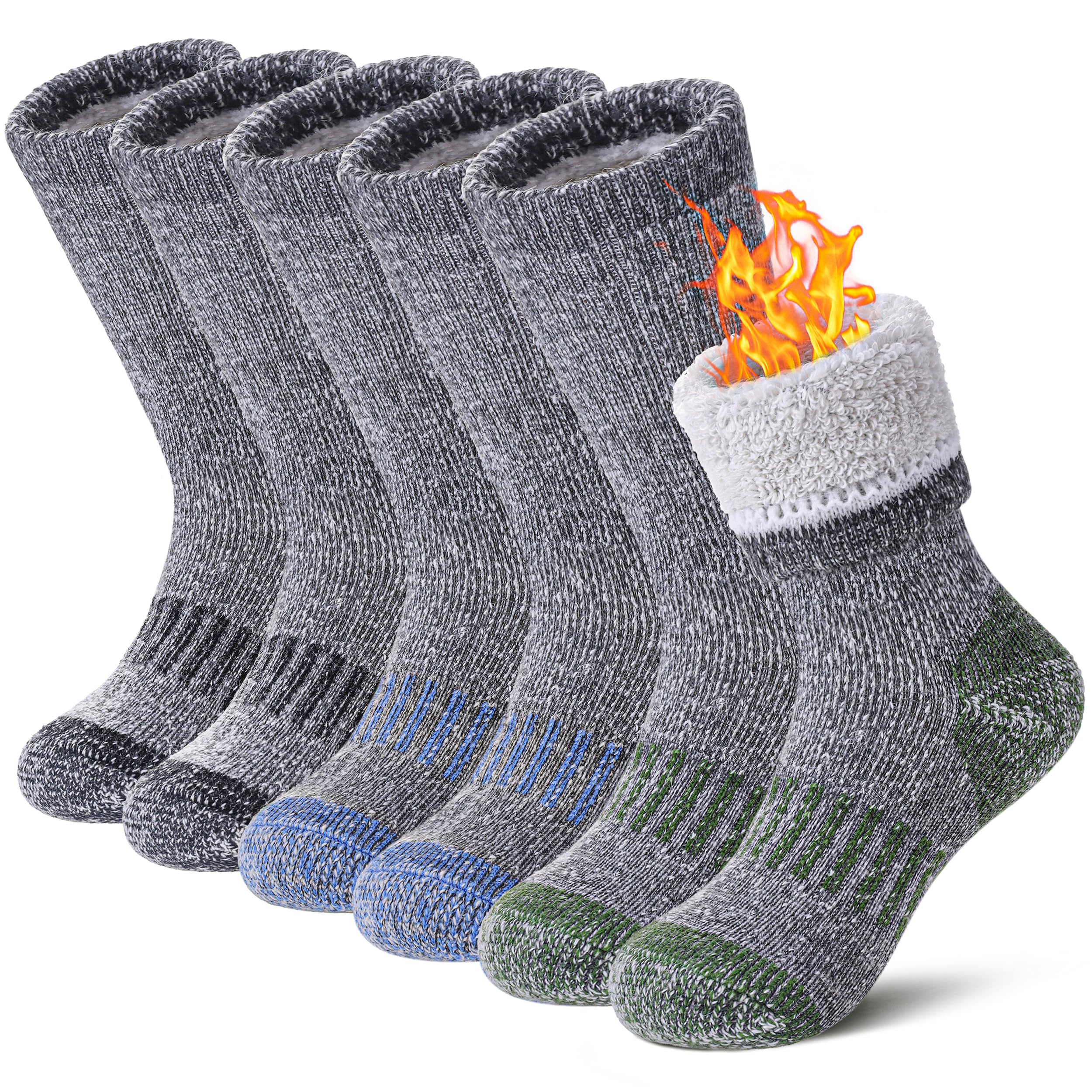 Kids Wool Hiking Socks Boys Girls Merino Wool Socks Thermal Winter Warm  Thick Cushion Cozy Boot Crew Socks