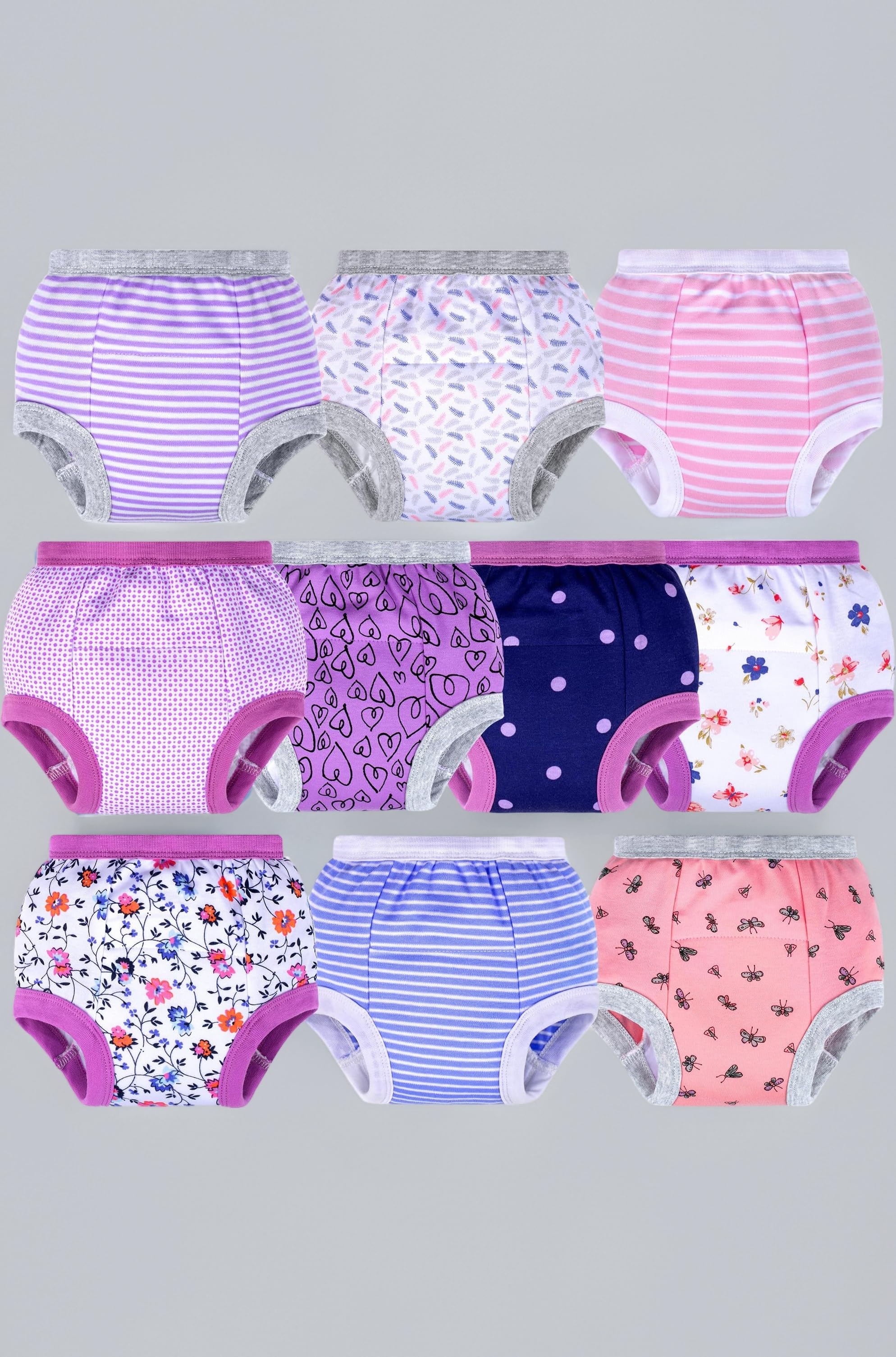 Toddler Potty Training Pants- 100% Cotton Unisex Baby Pee Underpants 10-Pack, 12M-4T