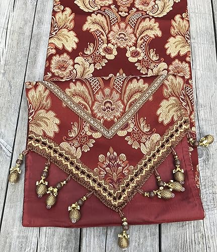 Miniatura 3 de MAGILONA Inicio Mantel decorativo con cuentas de Europa de lujo algodón lino terciopelo 3D relieve bordado patrón floral camino de mesa comedor