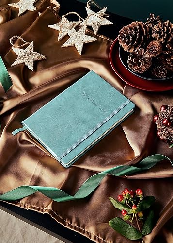 Miniatura 4 de Beechmore Books - Cuaderno personalizado, regular, color verde azulado, tapa dura de cuero vegano personalizado, diario cuidadoso y personal, caja