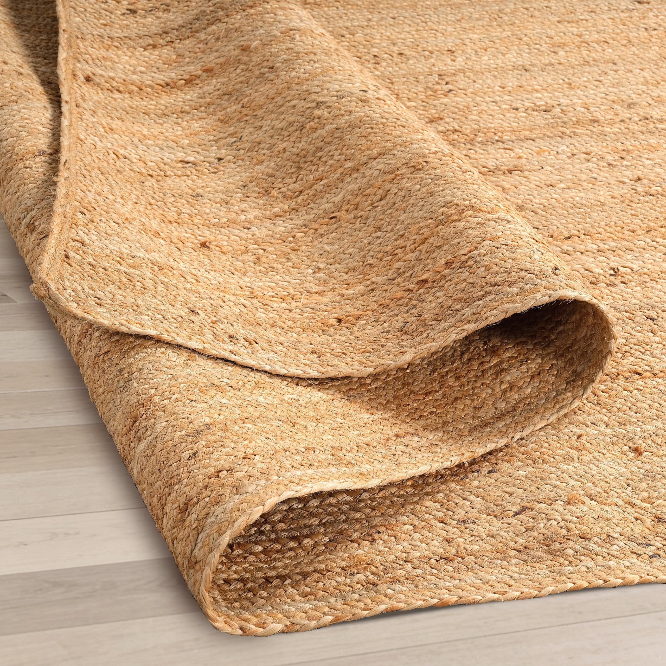 gruhum jute area rug 10x13 feet natural fiber solid boho braided handwoven soft farmhouse rustic vintage ecofriendly large carpet home décor rugs for living room hallways bedroom enterways 10'x13'ft