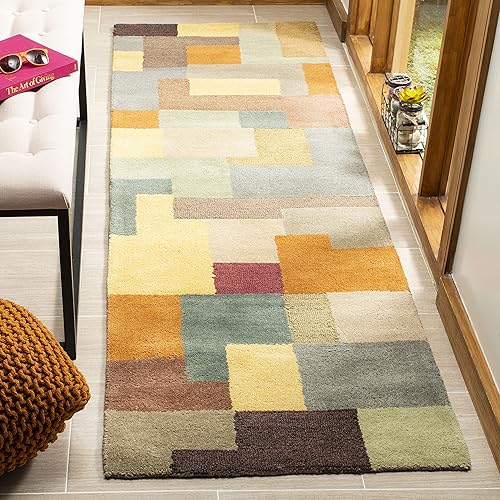 Miniatura 4 de SAFAVIEH Soho Collection SOH923A - Alfombra de lana abstracta moderna hecha a mano de 5 x 8 pies