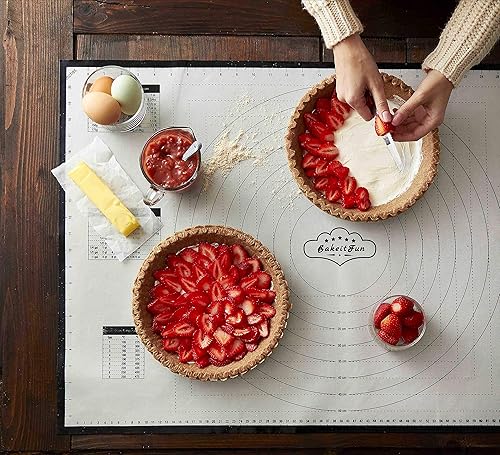 Miniatura 4 de Round Pastry Mat, 17 34 Diameter, Dual Measuring Guides, Non-Slip Silicone Baking Mat - LFGB Compliant and BPA-Free - Yellow