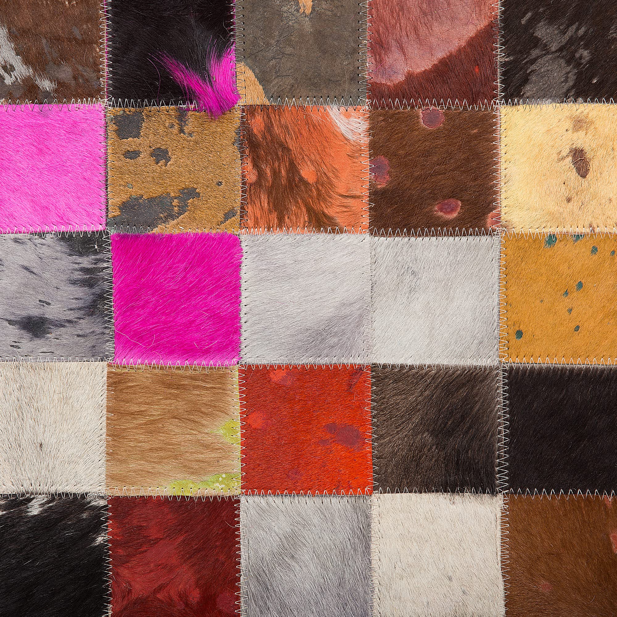 Beliani Tapis Rectangulaire Multicolore en Cuir Patchwork pour Intérieur au Style Moderne 200 x 200 cm