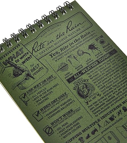 Miniatura 3 de Rite In The Rain 946 Cuaderno de espiral superior resistente a la intemperie, 4 x 6 pulgadas, cubierta verde, patrón universal, 1 paquete