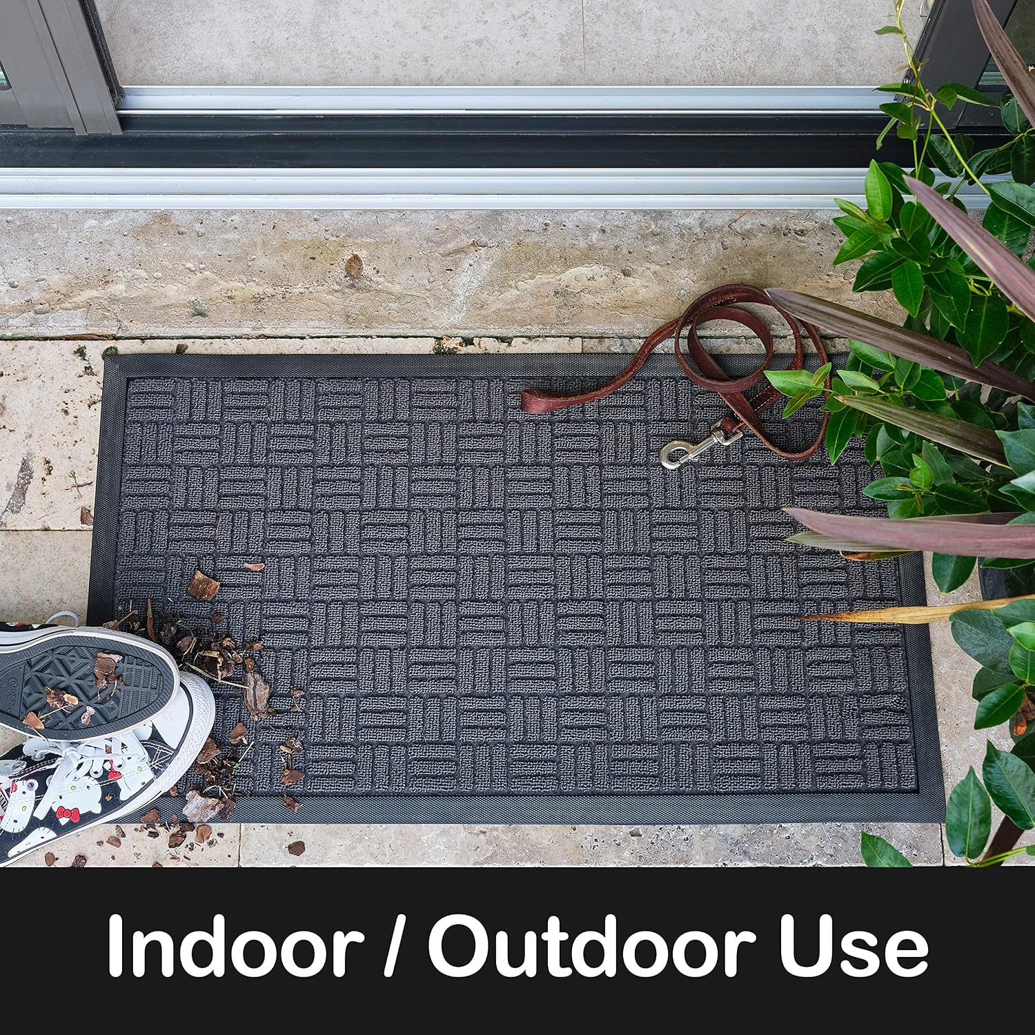 Sierra Concepts Heavy Duty 2-Pack Front Door Mat - Welcome Rug Doormat - Floor, Indoor Outdoor Entrance Mats, Entryway, Inside Outside Waterproof, Porch, Garage, 30" x 17" Gray Maze Pattern