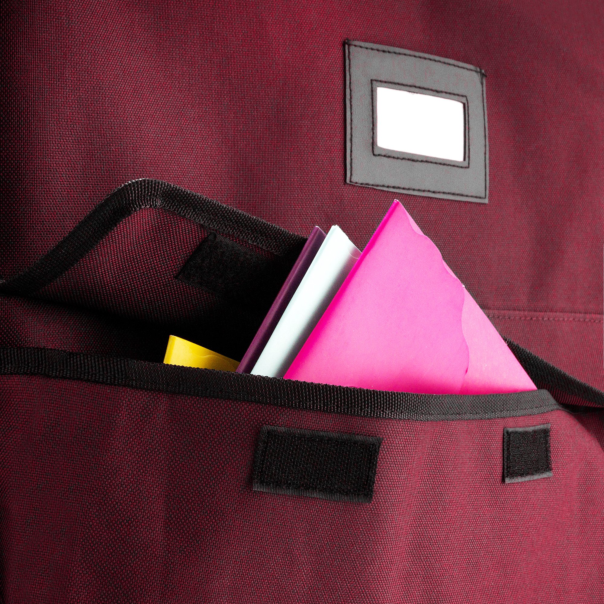 Elf Stor Gift Bag Organizer-20” Storage Tote with 4 Pockets for Wrap, Tissue Paper, Ribbon, Boxes & Cards-Christmas, Birthday, All Occasion, (L) 20” x (W) 10” x (H) 20”, Red with Black Trim