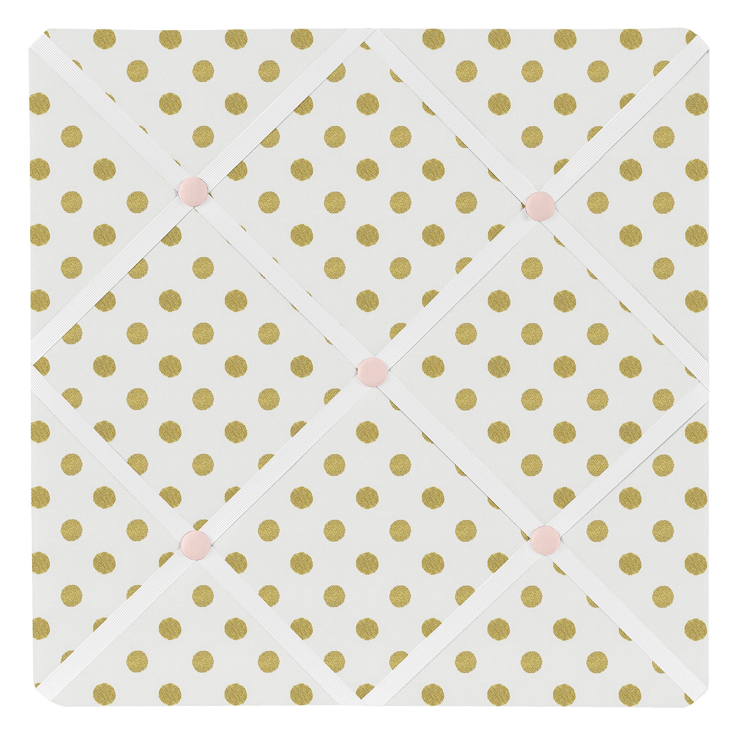 Sweet Jojo Designs Fabric Memory/Memo Photo Bulletin Board for Blush Pink White Damask and Gold Polka Dot Amelia Collection