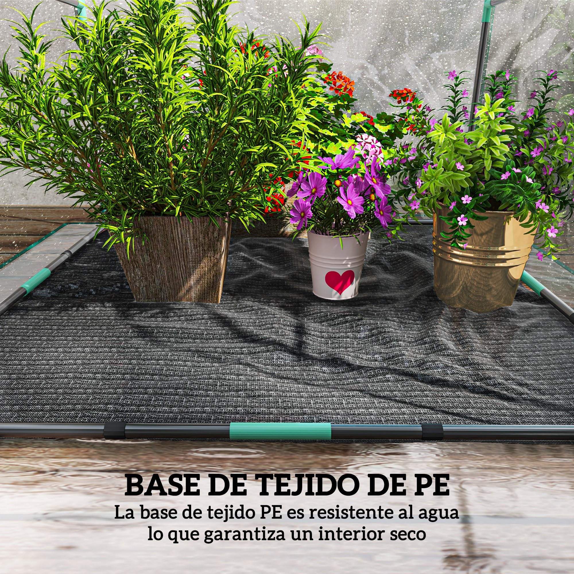 Outsunny Invernadero Pequeño Invernadero de Exterior con Puerta con Cremallera Base de Tela PE Impermeable y Marco de Acero Invernadero para Cultivar Plantas Flores 90x90x105 cm Transparente
