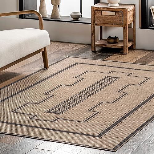 Miniatura 8 de nuLOOM Siena Southwestern Easy-Yute - Alfombra lavable a máquina, 8 x 10 pulgadas, color marrón