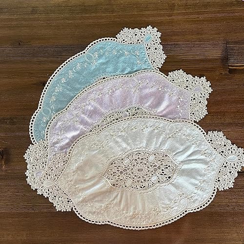 Miniatura 7 de Tapetes ovalados franceses retro, elegantes manteles de terciopelo para mesa de café, manteles individuales de encaje bordado, bufanda de tocador,