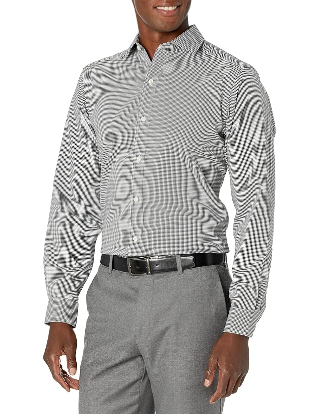 Buttoned Down Mens Tailored Fit Spread-Collar Pattern Non-Iron Dress Shirt Shirt Blue Brown Check 19 5 Neck 38